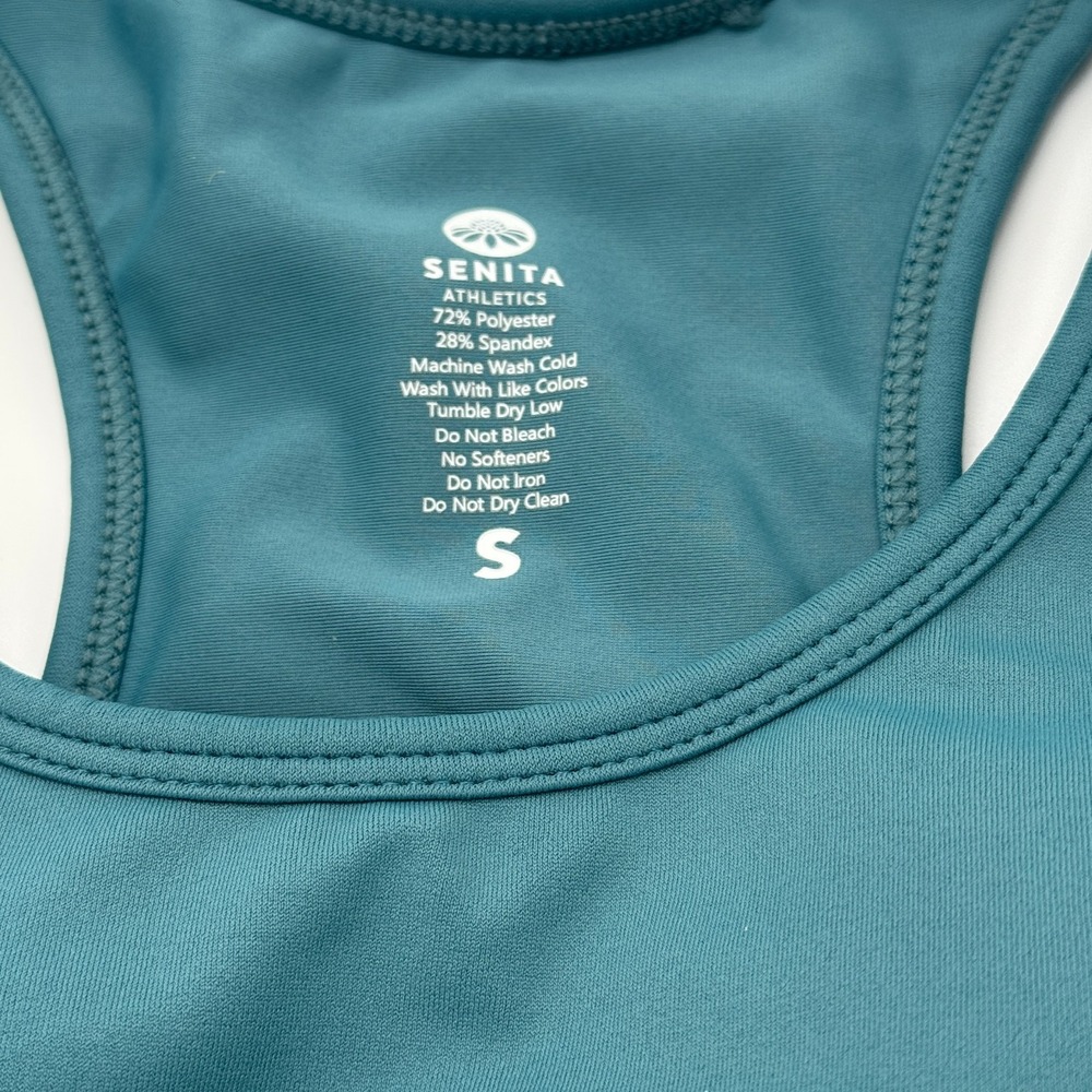 Senita Athletics Teal Sports Bra Shorts Set Womens Small Workout Yoga Gym Pocket - Picture 3 of 12